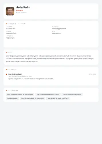 Sporcu CV Örnekleri cv indir